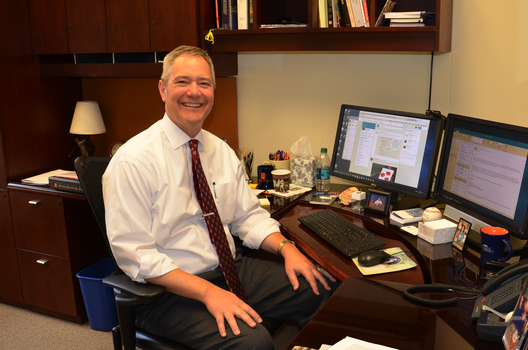 Kevin Pitts in his office at the Swanlund Administration Building. Photo by Siv Schwink for Physics Illinois Condensate