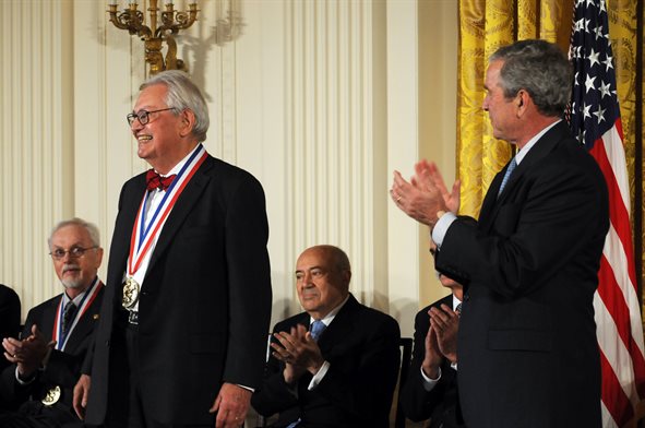 President George W. Bush awards the 2007 National Medal of Science to Dr. Charles Slichter during an East Room ceremony at The White House in Washington, DC on Monday, September 29, 2008. Photos by Ryan K. Morris