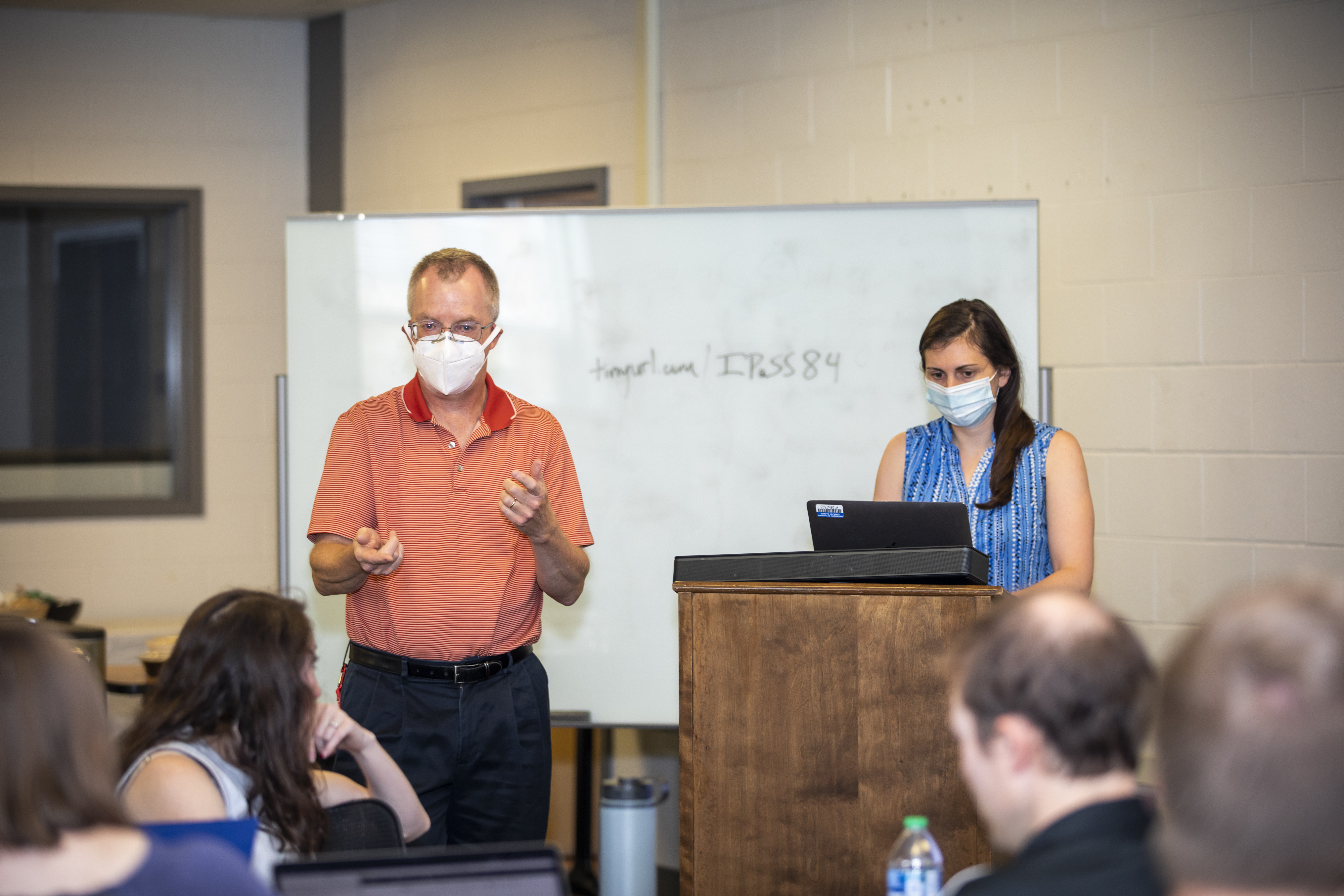 Principal IPaSS coordinators Morten Lundsgaard and Maggie Mahmood introduce a group activity during the August 2022 IPaSS workshop. Photo by Michelle Hassel, University of Illinois Urbana-Champaign